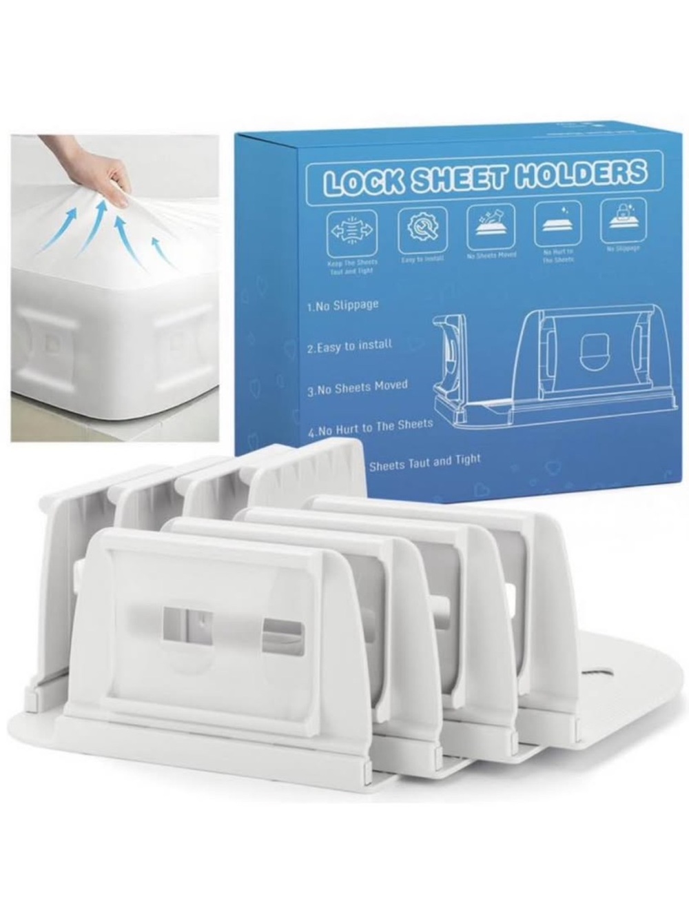 Bed sheet holders with lock clips and enhanced straps new